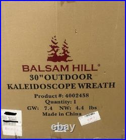BALSAM HILL 30 OUTDOOR KALEIDOSCOPE WREATH With Lights
