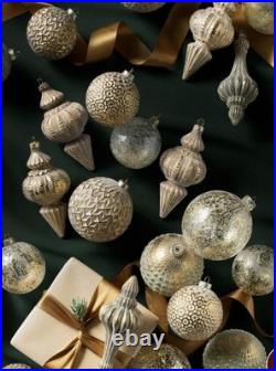 BALSAM HILL Burnished Metals ORNAMENTS SET Of 35 New Open Box Mixed Metallic