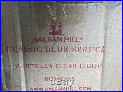 BALSAM HILL CLASSIC BLUE SPRUCE 7.5' CHRISTMAS TREE with CLEAR LIGHTS