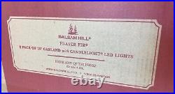 BALSAM HILL Fraser Fir 10' Garland 2-PACK Pre-Lit Candlelight LED Lights Decor