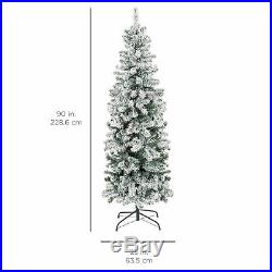 BCP 7.5ft Pre-Lit Artificial Christmas Pencil Tree with Snow Flocked Tips