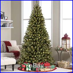BCP 7.5ft Pre-Lit Spruce Hinged Artificial Christmas Tree with 550 Lights, Stand