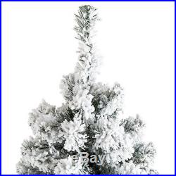 BCP 9ft Snow Flocked Hinged Artifical Pine Christmas Tree with Metal Stand