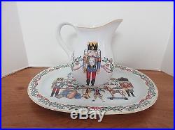 Block Spal 8 1/2 Pitcher & Platter 15 3/4 Oval Whimsy Christmas 1992 Portugal