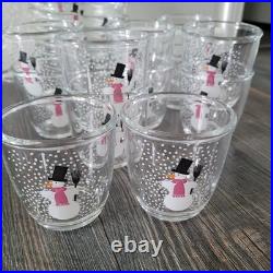 BODUM Glass Winter Holiday Snowman Lunch Plates Platter Mugs Glasses Large Set