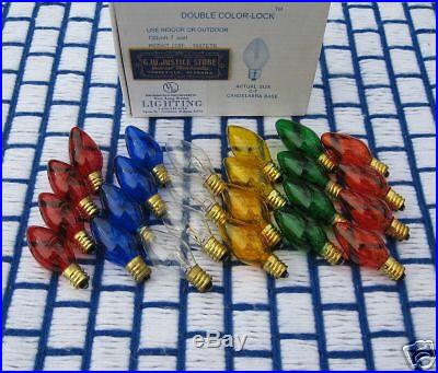 BOX of 24 TWINKLE multicolor Christmas Light Bulbs assortment 7 watt C7 blinker