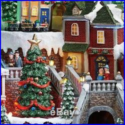 BRAND NEW Animated Winter Village Scene with Rotating Train Lights and Music