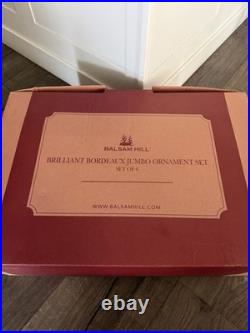 BRILLIANT BORDEAUX JUMBO ORNAMENT SET Of 6 Red And Gold Pre Owned Balsam Hill