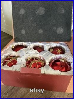 BRILLIANT BORDEAUX JUMBO ORNAMENT SET Of 6 Red And Gold Pre Owned Balsam Hill