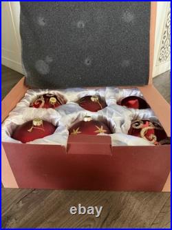 BRILLIANT BORDEAUX JUMBO ORNAMENT SET Of 6 Red And Gold Pre Owned Balsam Hill