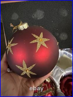 BRILLIANT BORDEAUX JUMBO ORNAMENT SET Of 6 Red And Gold Pre Owned Balsam Hill