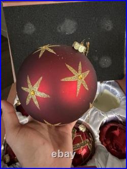 BRILLIANT BORDEAUX JUMBO ORNAMENT SET Of 6 Red And Gold Pre Owned Balsam Hill