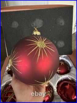 BRILLIANT BORDEAUX JUMBO ORNAMENT SET Of 6 Red And Gold Pre Owned Balsam Hill