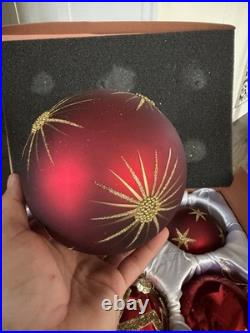 BRILLIANT BORDEAUX JUMBO ORNAMENT SET Of 6 Red And Gold Pre Owned Balsam Hill
