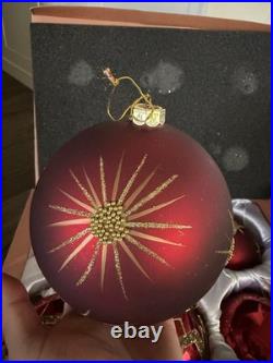 BRILLIANT BORDEAUX JUMBO ORNAMENT SET Of 6 Red And Gold Pre Owned Balsam Hill