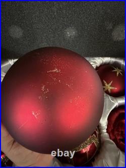 BRILLIANT BORDEAUX JUMBO ORNAMENT SET Of 6 Red And Gold Pre Owned Balsam Hill