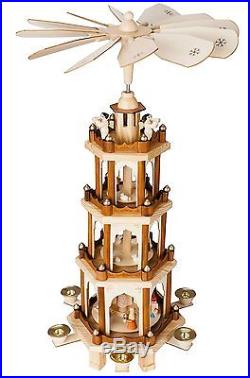 BRUBAKER Christmas Pyramid 24 Wood Nativity Play, 4 Tier Carousel