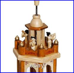 BRUBAKER Christmas Pyramid 24 Wood Nativity Play, 4 Tier Carousel (USED)