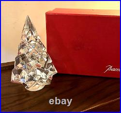 Baccarat Megeve Diamond Fir Christmas Tree Clear Crystal 5.1 Tall with Box