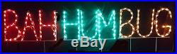 Bah Hum Bug Christmas Sign Outdoor LED Lighted Decoration Steel Wireframe