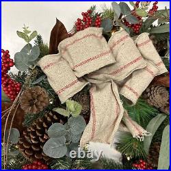 Balsam Hill 28 Farmhouse Wreath Open $279 Clear LED Battery Operated