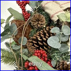 Balsam Hill 28 Farmhouse Wreath Open $279 Clear LED Battery Operated