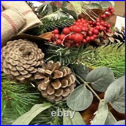 Balsam Hill 28 Farmhouse Wreath Open $279 Clear LED Battery Operated