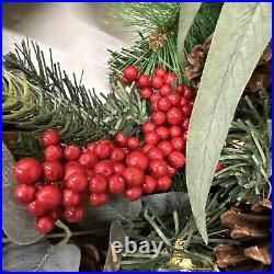 Balsam Hill 28 Farmhouse Wreath Open $279 Clear LED Battery Operated