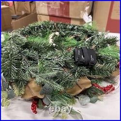 Balsam Hill 28 Farmhouse Wreath Open $279 Clear LED Battery Operated