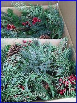 Balsam Hill 6' Outdoor Red Berry Pine Garland LED 2-Pack New in an Open Box