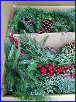 Balsam Hill 6' Outdoor Red Berry Pine Garland LED 2-Pack New in an Open Box