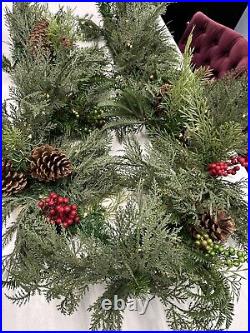 Balsam Hill 6 ft Winter Evergreen Garland Christmas prelit battery NO BOX/Open
