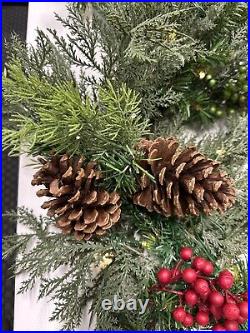 Balsam Hill 6 ft Winter Evergreen Garland Christmas prelit battery NO BOX/Open