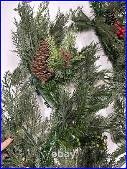 Balsam Hill 6 ft Winter Evergreen Garland Christmas prelit battery NO BOX/Open