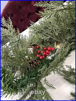 Balsam Hill 6 ft Winter Evergreen Garland Christmas prelit battery NO BOX/Open