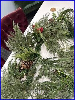 Balsam Hill 6 ft Winter Evergreen Garland Christmas prelit battery NO BOX/Open