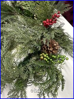 Balsam Hill 6 ft Winter Evergreen Garland Christmas prelit battery NO BOX/Open