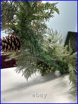 Balsam Hill 6 ft Winter Evergreen Garland Christmas prelit battery NO BOX/Open