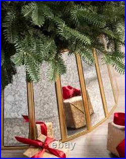 Balsam Hill Antiqued Mirror Christmas Tree Collars, Brass, 32