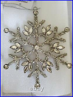 Balsam Hill Beaded Snowflake Ornaments Set of 12 7S2