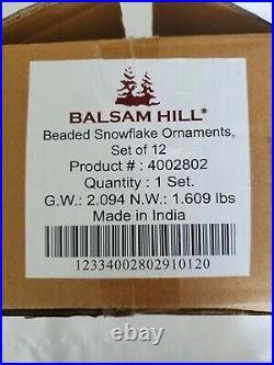 Balsam Hill Beaded Snowflake Ornaments Set of 12 7S2