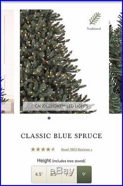 Balsam Hill Blue Spruce Prelit Artificial Christmas Tree 9 Feet Clear