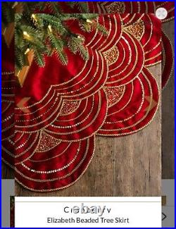 Balsam Hill Elizabeth Cranberry Jeweled and Sequin Tree Skirt 72 NEW $199