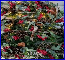 Balsam Hill Farmhouse Garland 6' 2 Pack and Farmhouse Wreath LED Battery Open