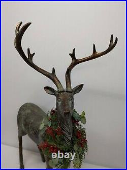 Balsam Hill Festive Antique Standing Deer 31×10.5 Indoor/Outdoor -NewithOpen Box