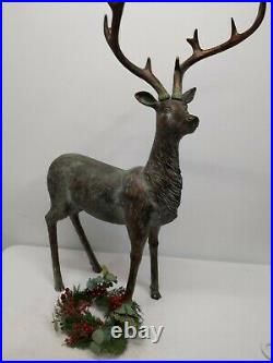 Balsam Hill Festive Antique Standing Deer 31x10.5 Indoor/Outdoor -NewithOpen Box