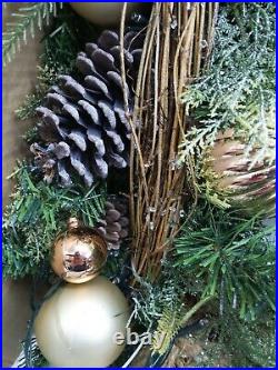 Balsam Hill French Country Garland LED Twigs Pine Cones Ornaments NewithOpen
