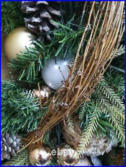 Balsam Hill French Country Garland LED Twigs Pine Cones Ornaments NewithOpen