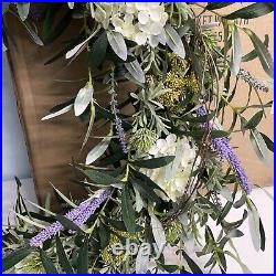 Balsam Hill French Market Wreath 32 NEWithOpen purple cattails white lilacs $219