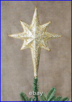 Balsam Hill Gold Silver Star Beaded Bethlehem Christmas Tree Topper-New